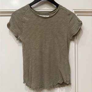 Free People Washed Olive Short Sleeve Crewneck Tee